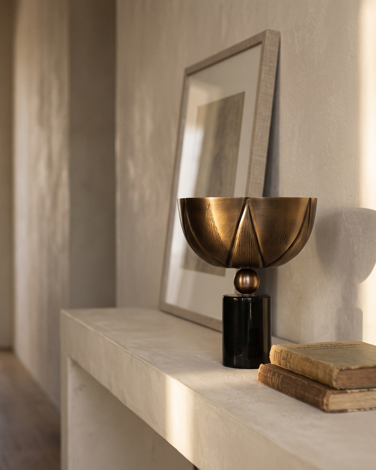 Herringbone Bowl styled in a warm interior setting
