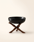 Handcrafted Black Marble with Bronze Bamboo‑Style Brass Base