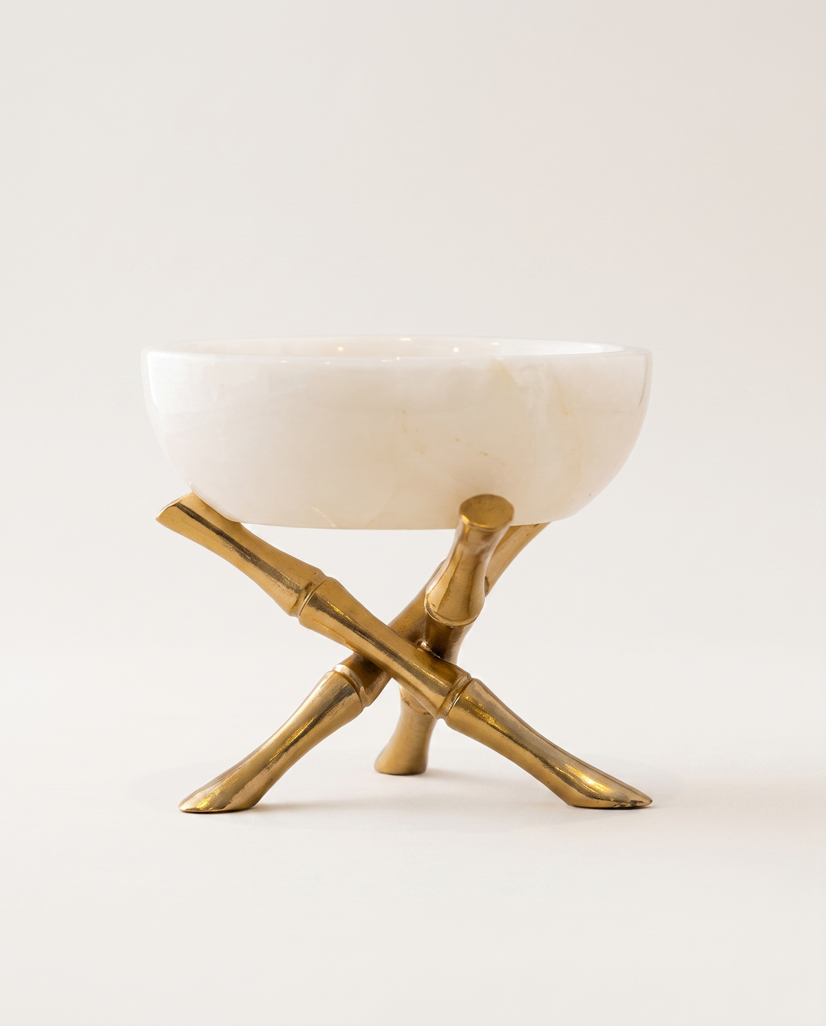 Handcrafted Black Marble with Bronze Bamboo‑Style Brass Base