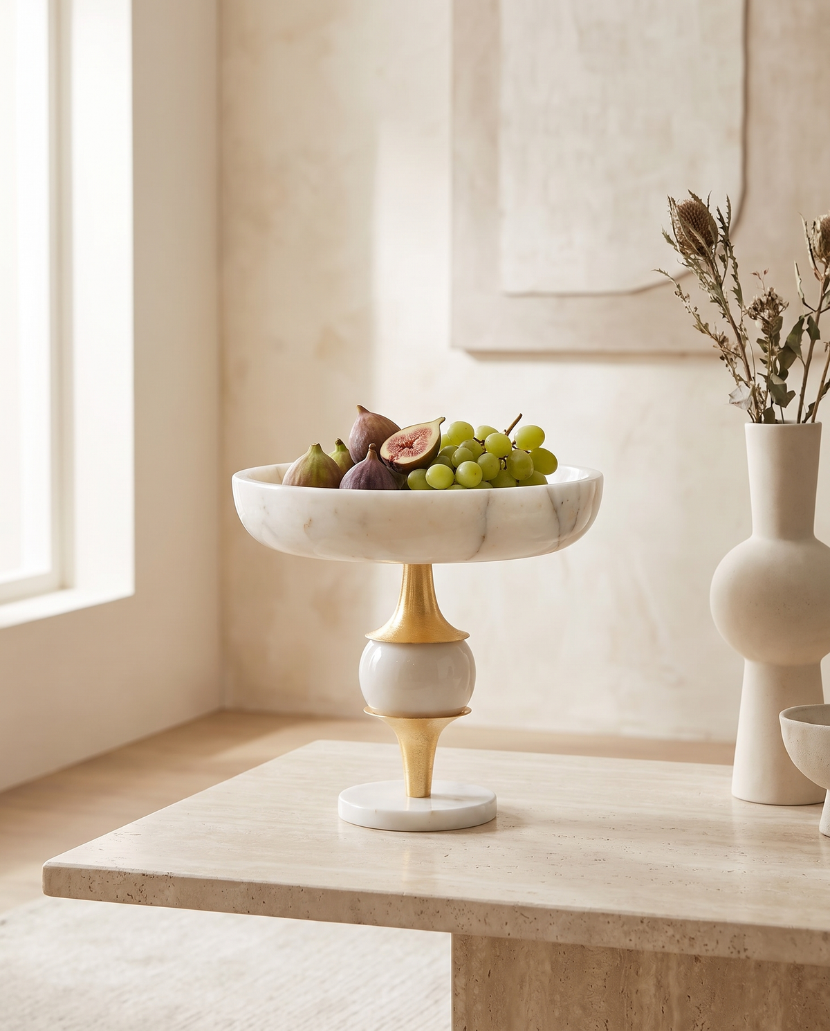 XL Elevated Marble & Brass Bowl