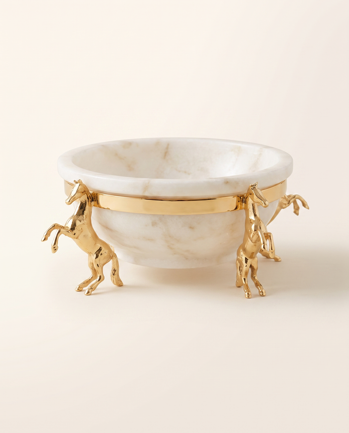 Circle Marble Bowl with Three Horses II