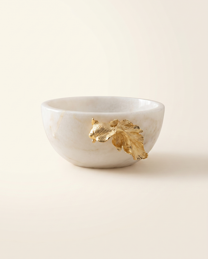 Marble Bowl with Golden Fish Accent