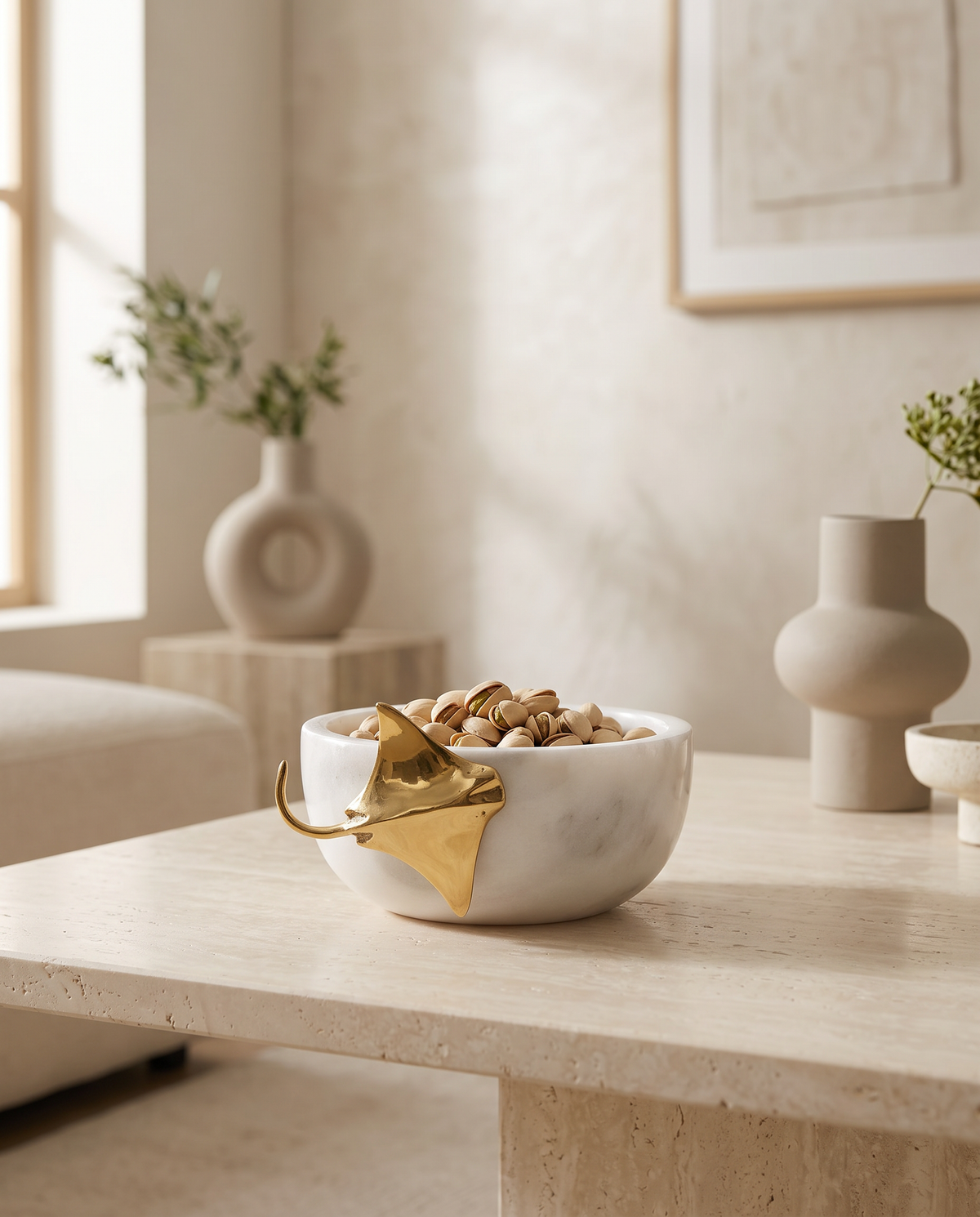 Marble Bowl with Golden Stingray Accent
