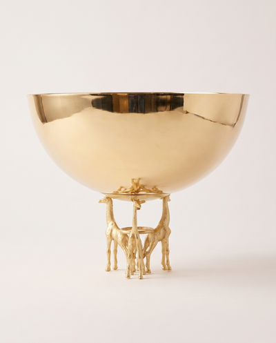 Brass Bowl with Three Giraffe Base