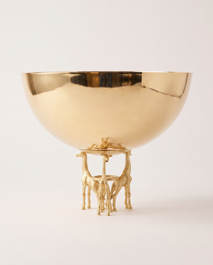 Brass Bowl with Three Giraffe Base
