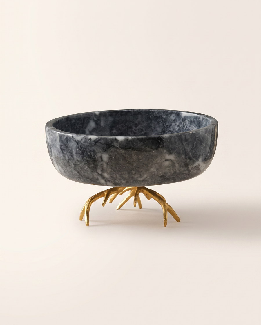 Bowl on Brass Horn Base
