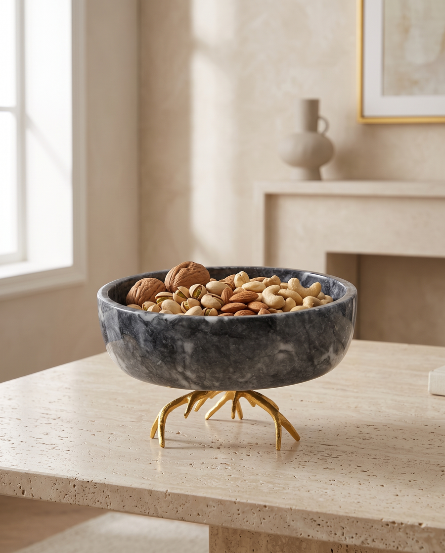 Bowl on Brass Horn Base
