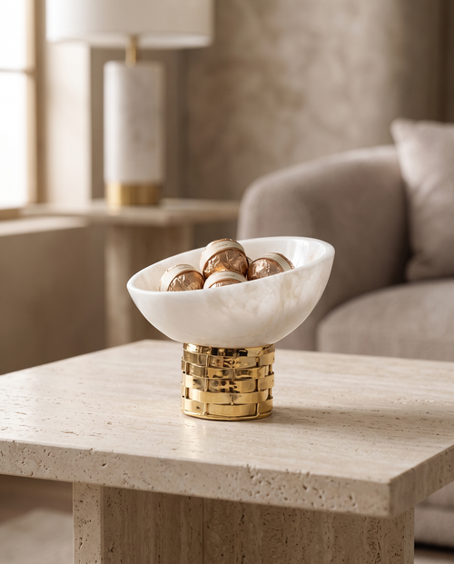 Asymmetric Bowl on Gold Woven Base