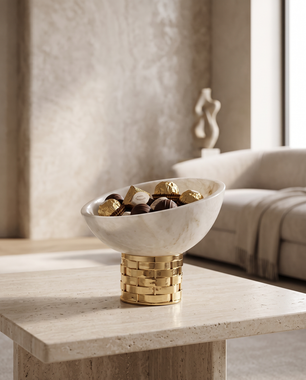 Asymmetric Bowl on Gold Woven Base