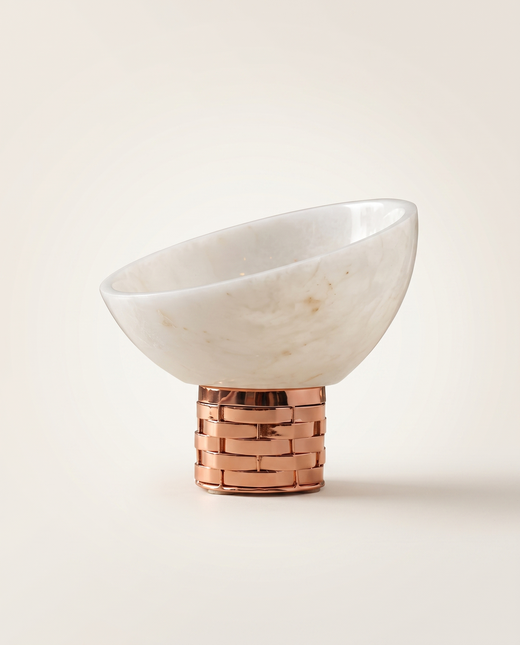 Asymmetric Bowl on Rose Woven Base