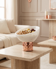 Asymmetric Bowl on Rose Woven Base