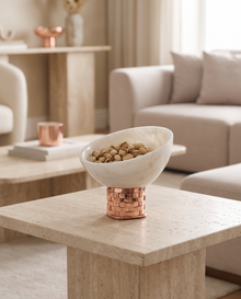 Asymmetric Bowl on Rose Woven Base