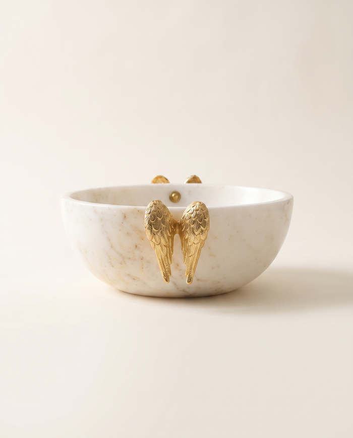 Marble Bowl with Two Angel Wings