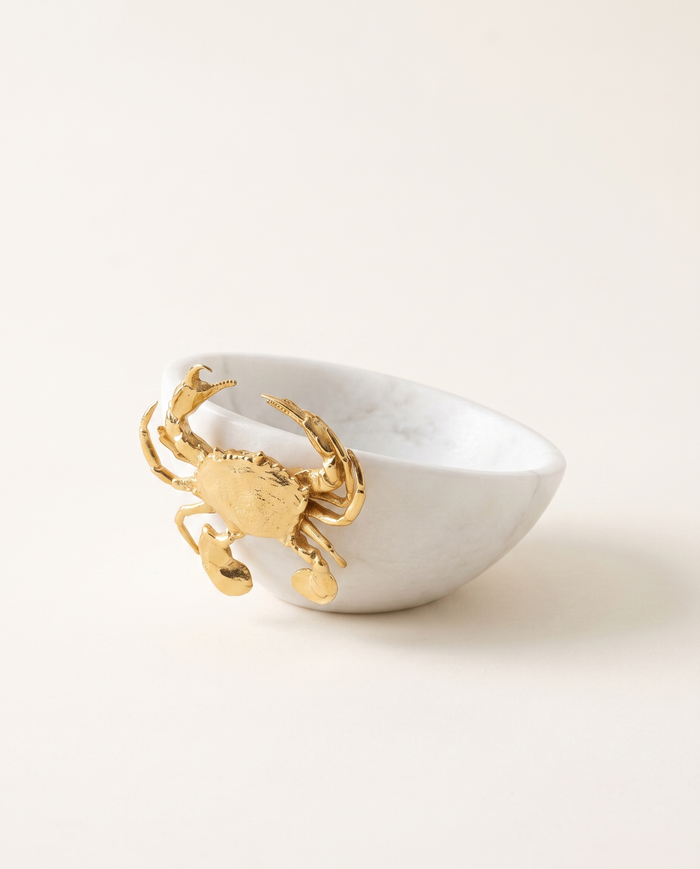 Asymmetric Marble Bowl with Crab