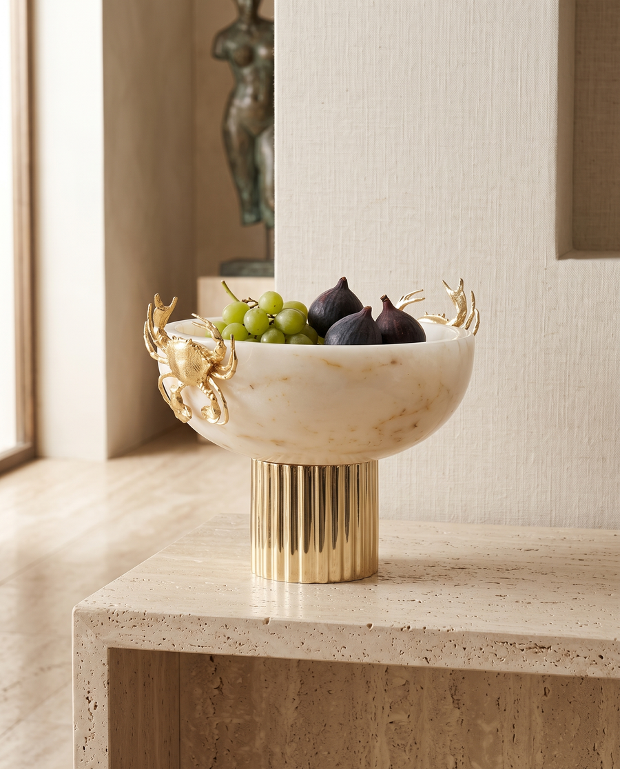 Inlaid-Base Bowl with Two Crabs