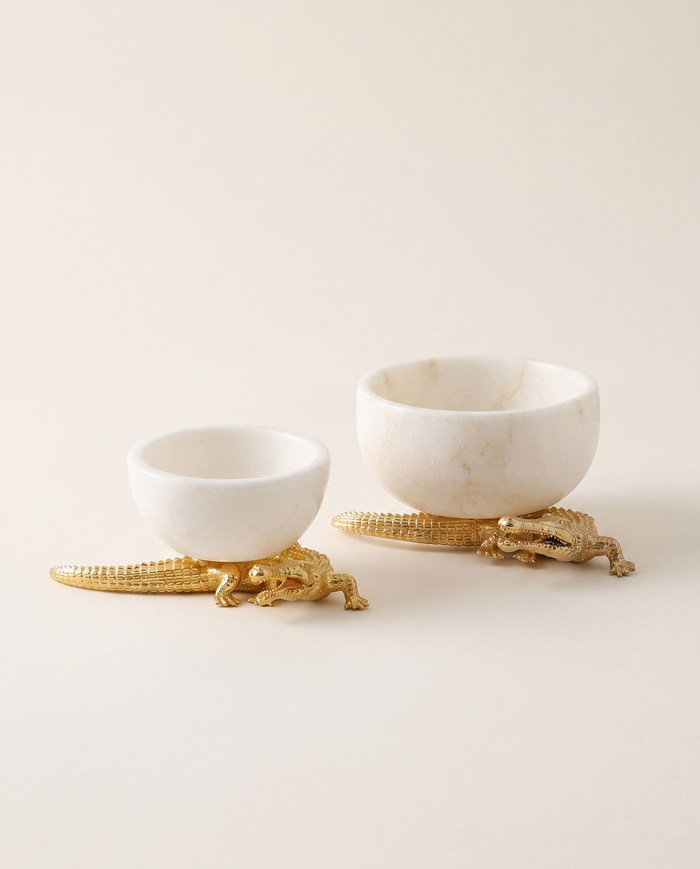 Marble Bowl with Crocodile Base