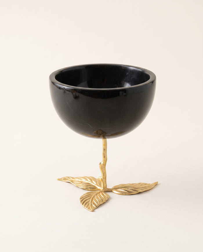 Bowl on Three Brass Leaf Feet