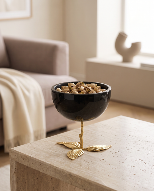 Bowl on Three Brass Leaf Feet