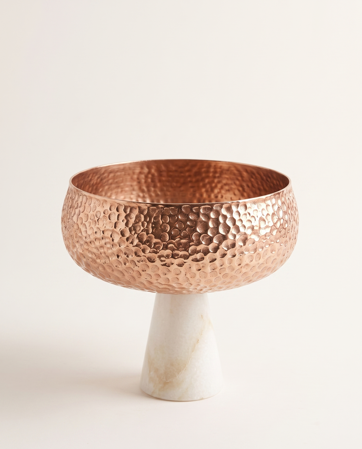 Hammered Brass Bowl on Marble Base