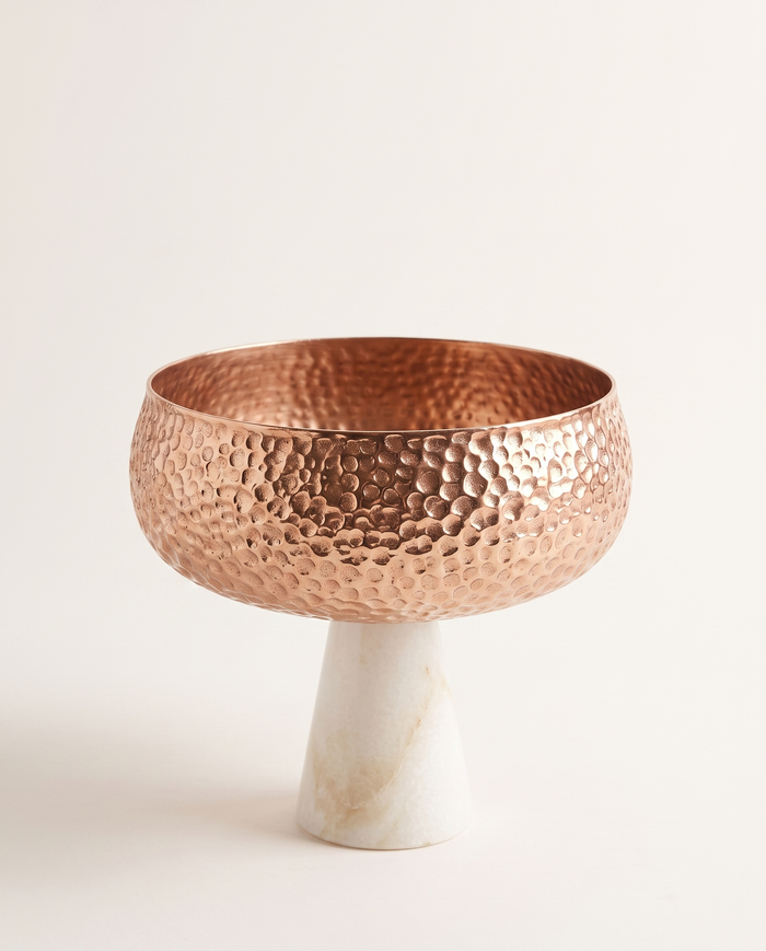 Hammered Brass Bowl on Marble Base