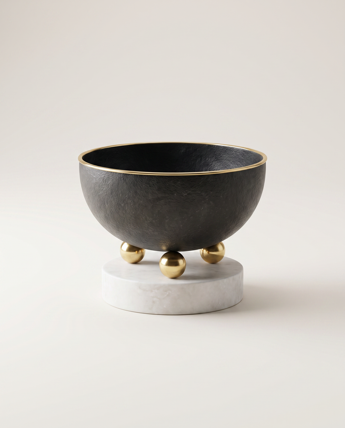 Oxidised Hand-Hammered Odin Bowl on Three Sphere Feet