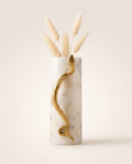 Serpent Vase – White Marble with Aged Brass Sculptural Detail