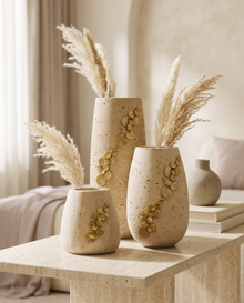 Lexi Travertine Vase Set of 3 – Decorative Stone Vases