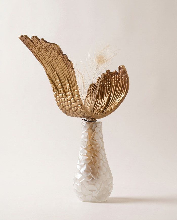 Murano Glass Vase with Seagull and Stone Detail