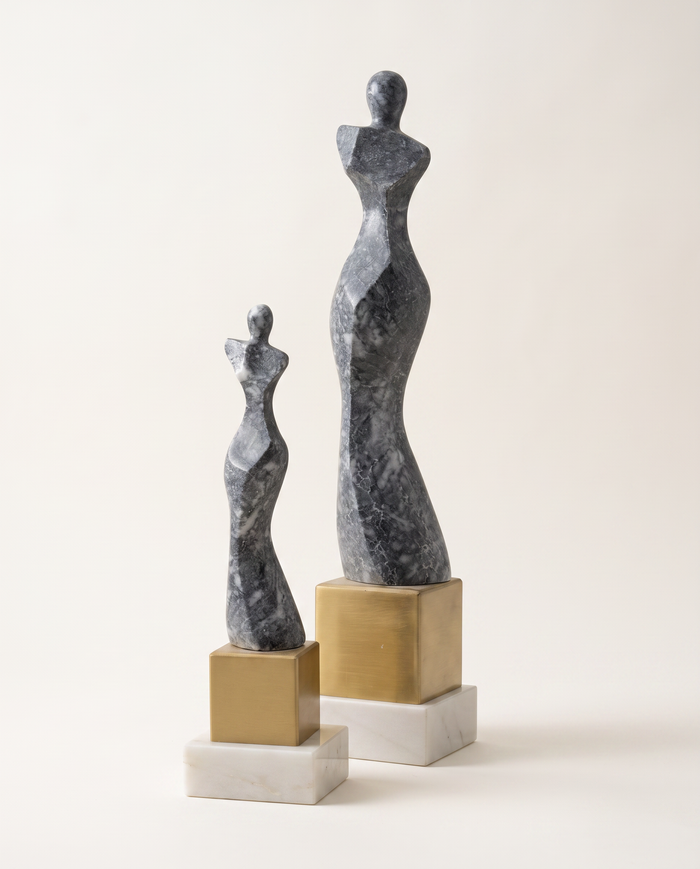 Woman Bust Marble & Brass Decor