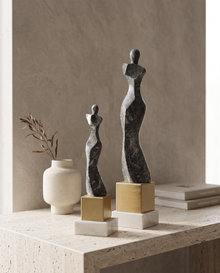 Woman Bust Marble & Brass Decor