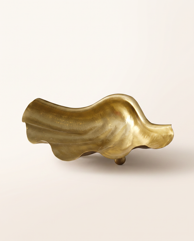 Golden Wave Sculpture – Decorative Brass Centerpiece