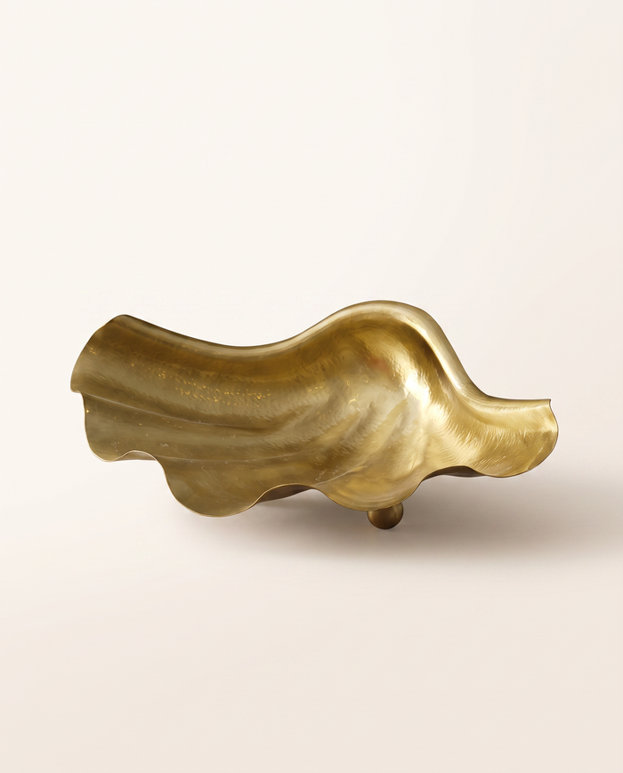 Golden Wave Sculpture – Decorative Brass Centerpiece