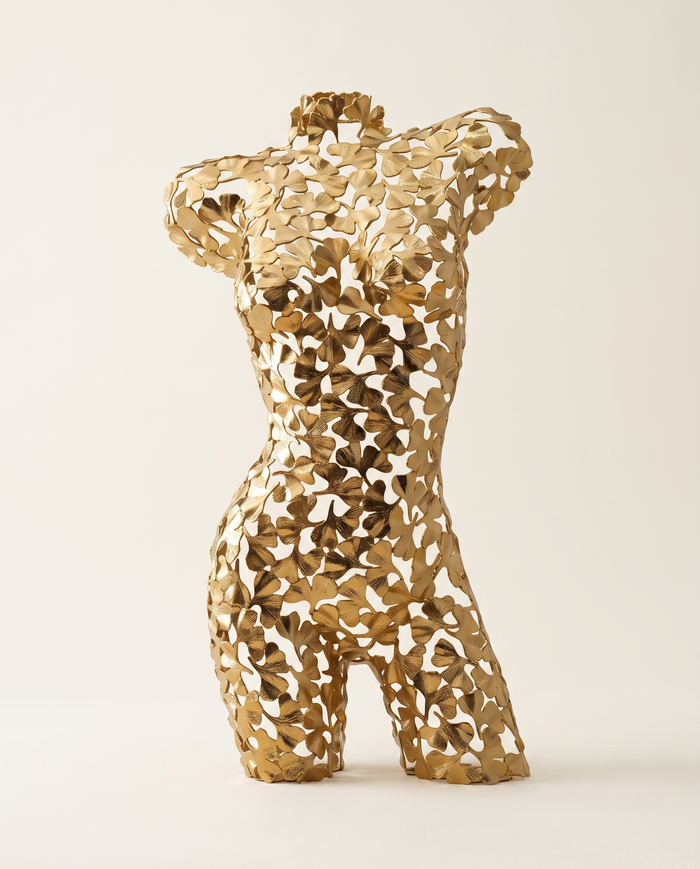 Brass Ginkgo Woman Sculpture