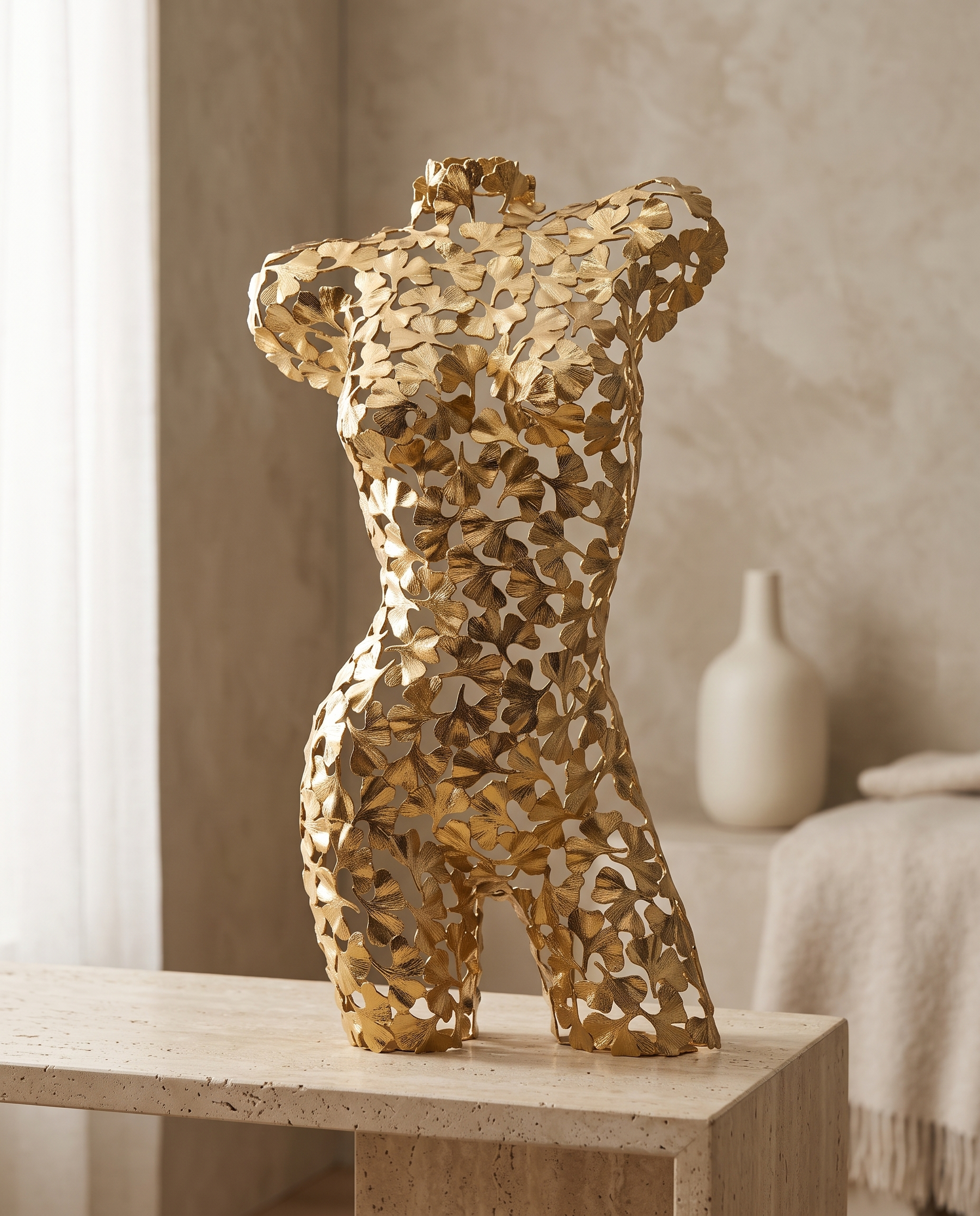 Brass Ginkgo Woman Sculpture