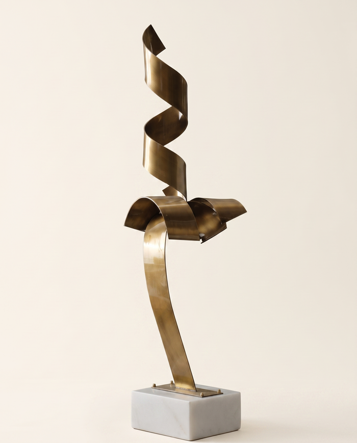 Golden Spiral Sculpture on Marble Base