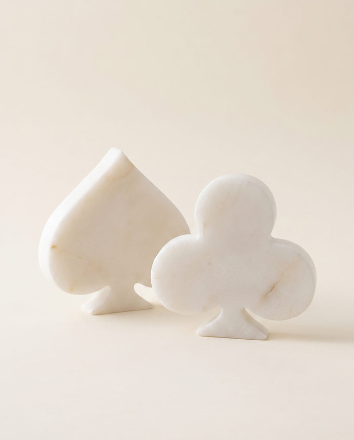 White Marble Card Duo – Minimal Joker Sculptures