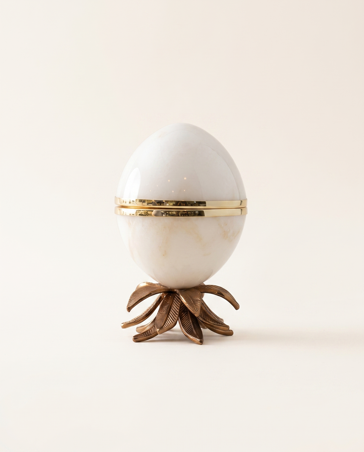 White Marble Lotus Egg Sculpture