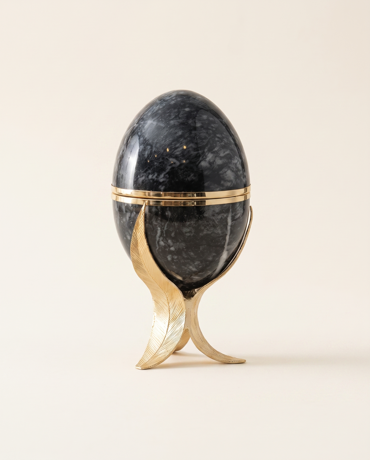 White Marble Lotus Egg Sculpture