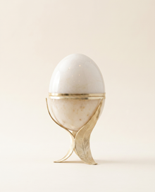 White Marble Lotus Egg Sculpture