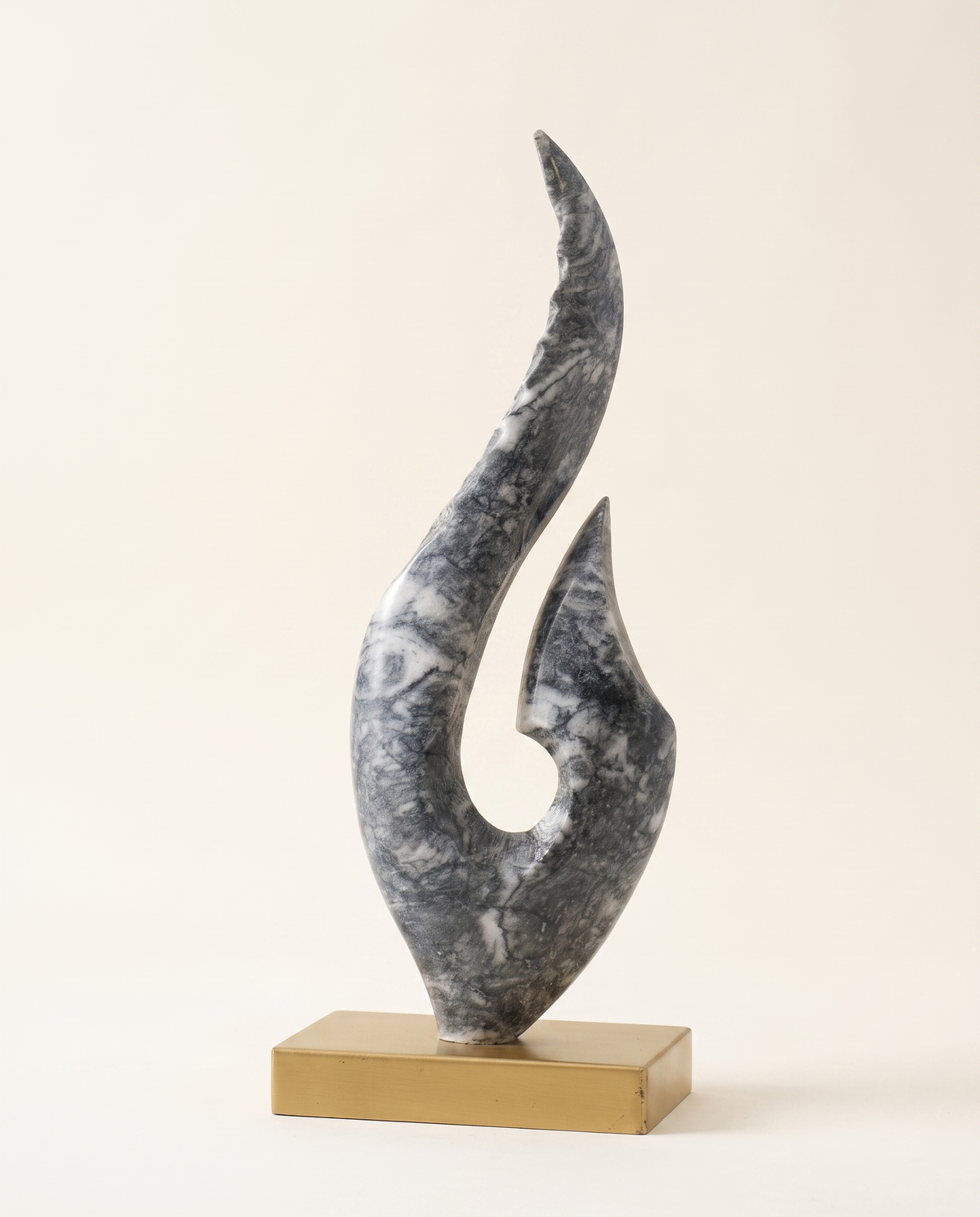 Octopus Leg Marble Sculpture on Brass Base