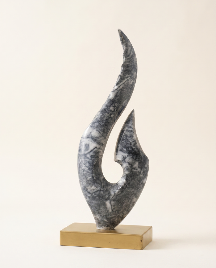 Octopus Leg Marble Sculpture on Brass Base