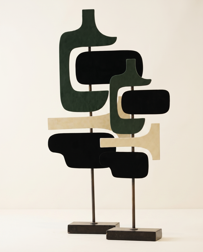 Multicolor Nubuck Decor Sculpture – Modern Abstract Accent