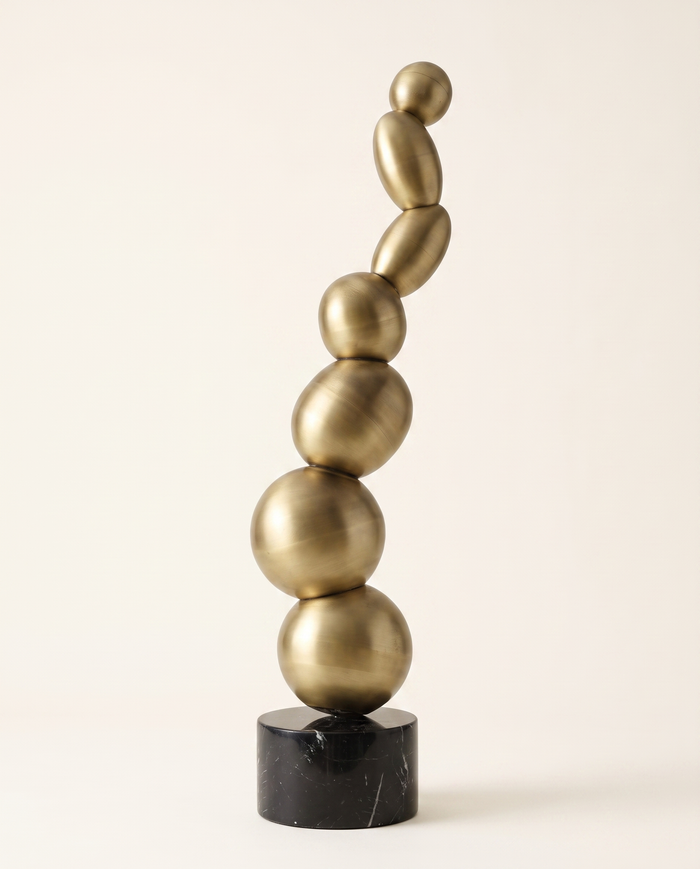 Zon Object – Tall Modern Brass & Marble Sculpture