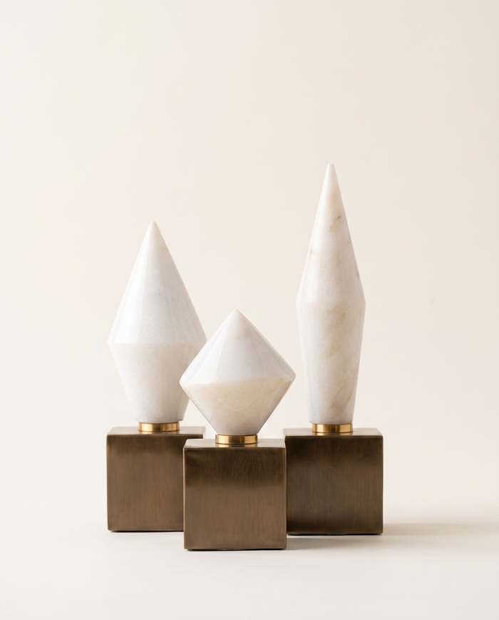 Fizy Marble Decor Object – Geometric Accent Sculpture Set
