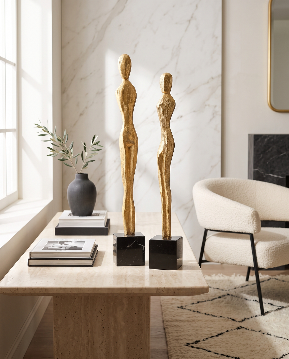 Brass Human Figure Decorative Object Set of 2 Size