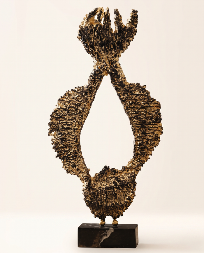 XL Gold Fish Sculpture – Statement Home Decor on Marble Base