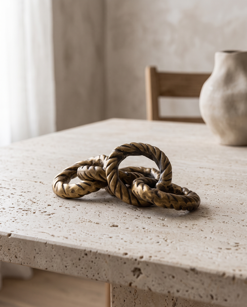 Antique Brass Chain Link Sculpture – 4 Rings