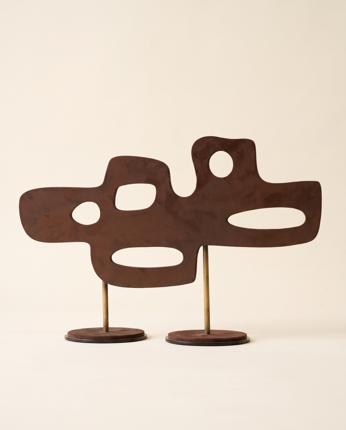 Two-Footed Leather Decorative Object