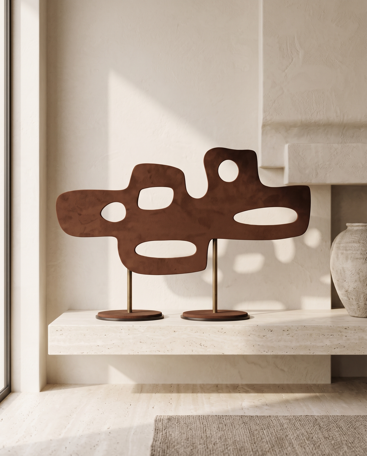 Two-Footed Leather Decorative Object