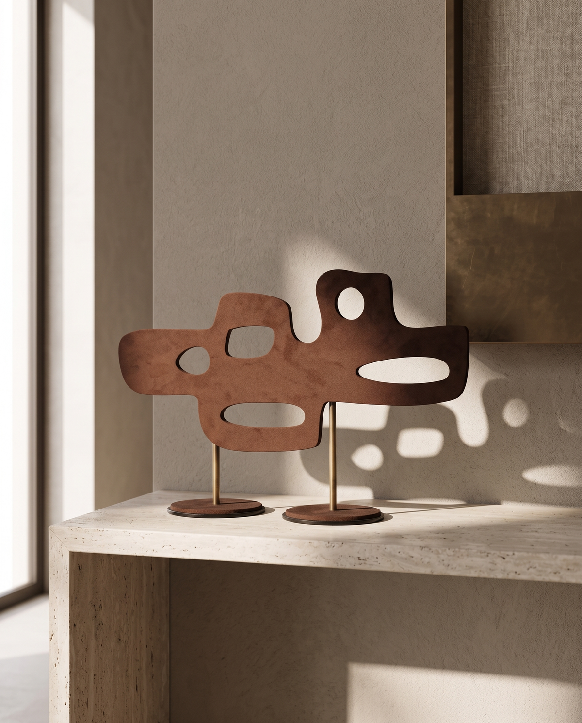 Two-Footed Leather Decorative Object